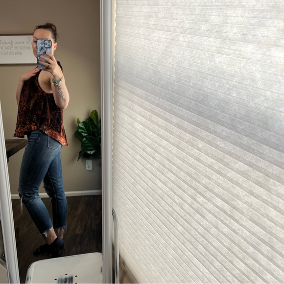 FP Velvet Burnout Paisley Red Orange Yellow black neck tie sleeveless XS - Picture 4 of 13